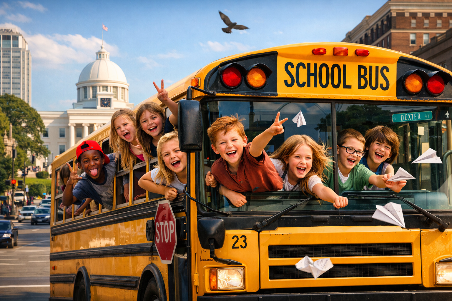 Fourth graders arriving